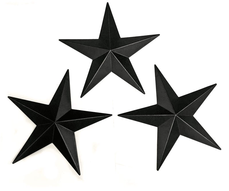 Bellaa 23547 Western Metal Stars Wall Decoration Black Texas Barn Farmhouse Ranch Cottage Lodge Outdoor Home Decor 12 Inch Each Set of 3 - Image 4